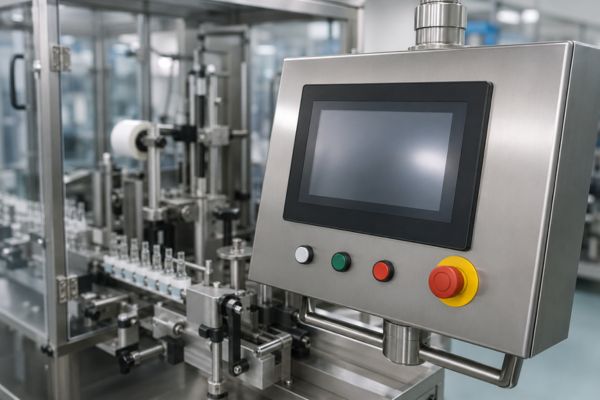 PLC control panel of ampoule sticker labeling machine India