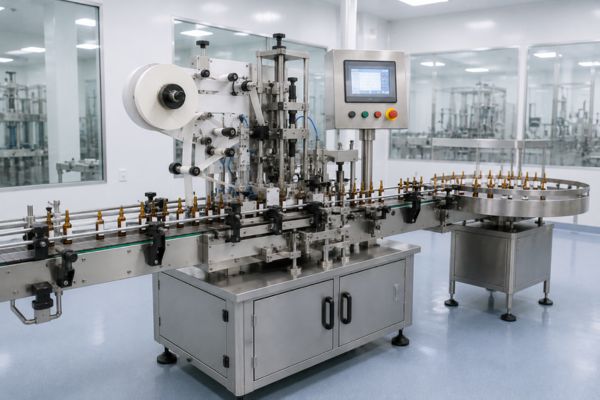 Top and wrap ampoule sticker labeling machine manufacturer India